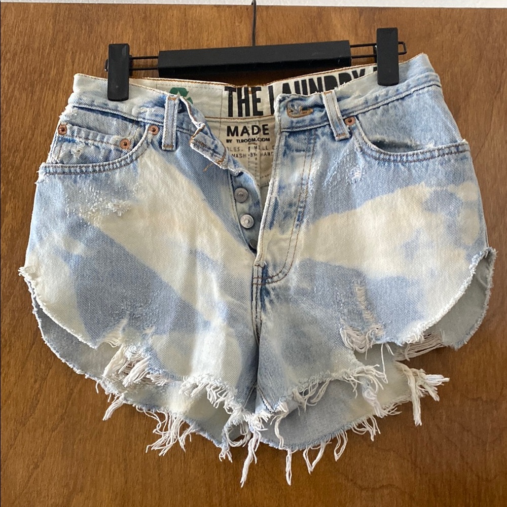 The Laundry Room American Flag Studded Shorts Distressed High-Waisted